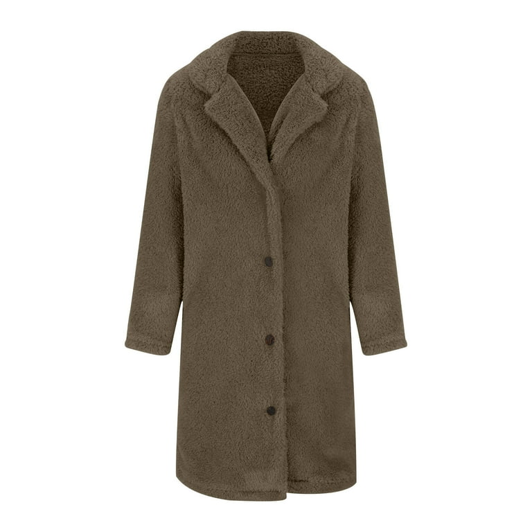 purcolt Womens Long Sherpa Jackets Thick Fleece Warm Trench Coat