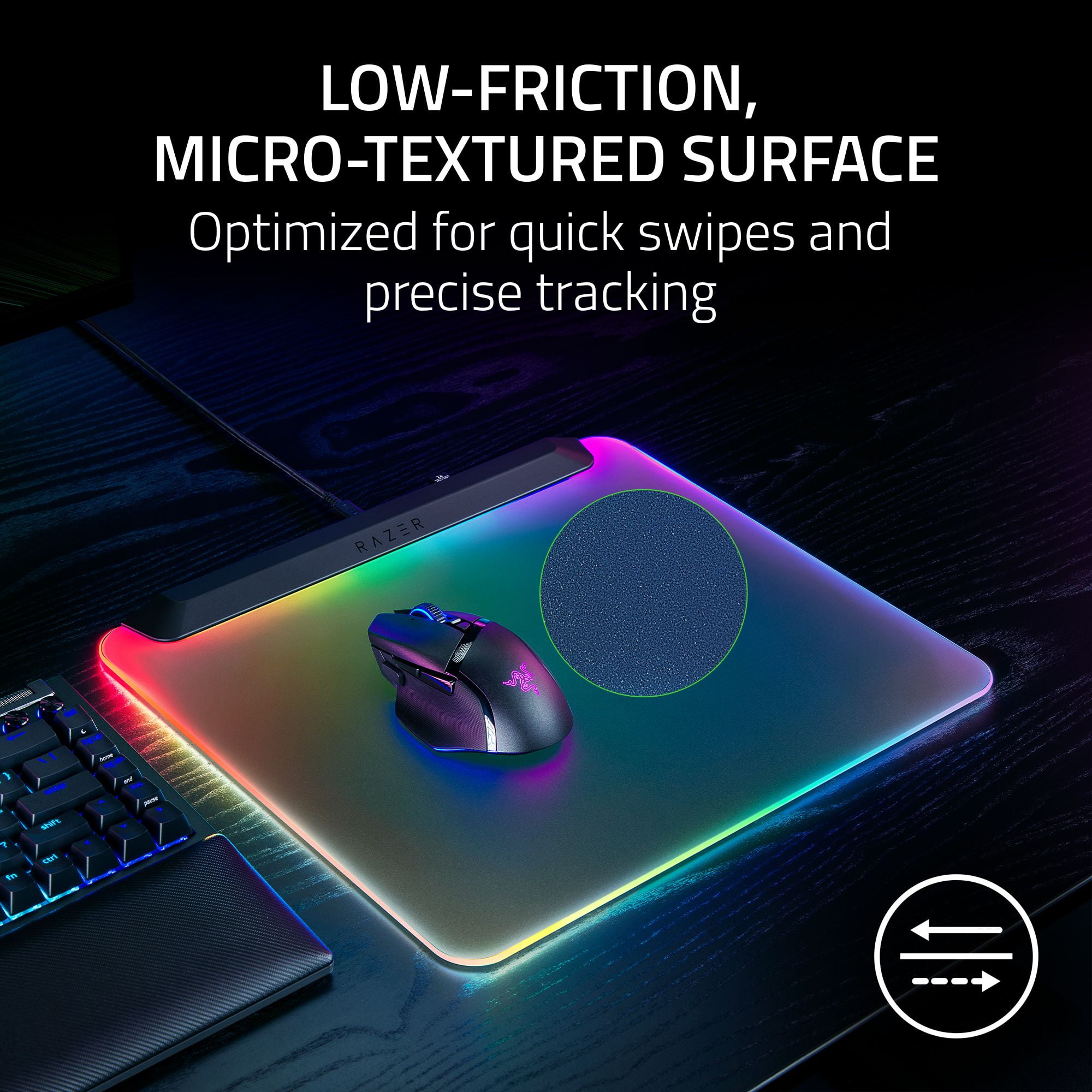 Razer Firefly V2 Pro Fully Illuminated Gaming Mouse Mat RGB, Micro-Textured Surface, Anti-slip Base
