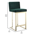 thumbnail image 5 of Benjara Boly 26 Inch Counter Stool Chair, Cushioned Green Velvet, Gold Cantilever, 5 of 5