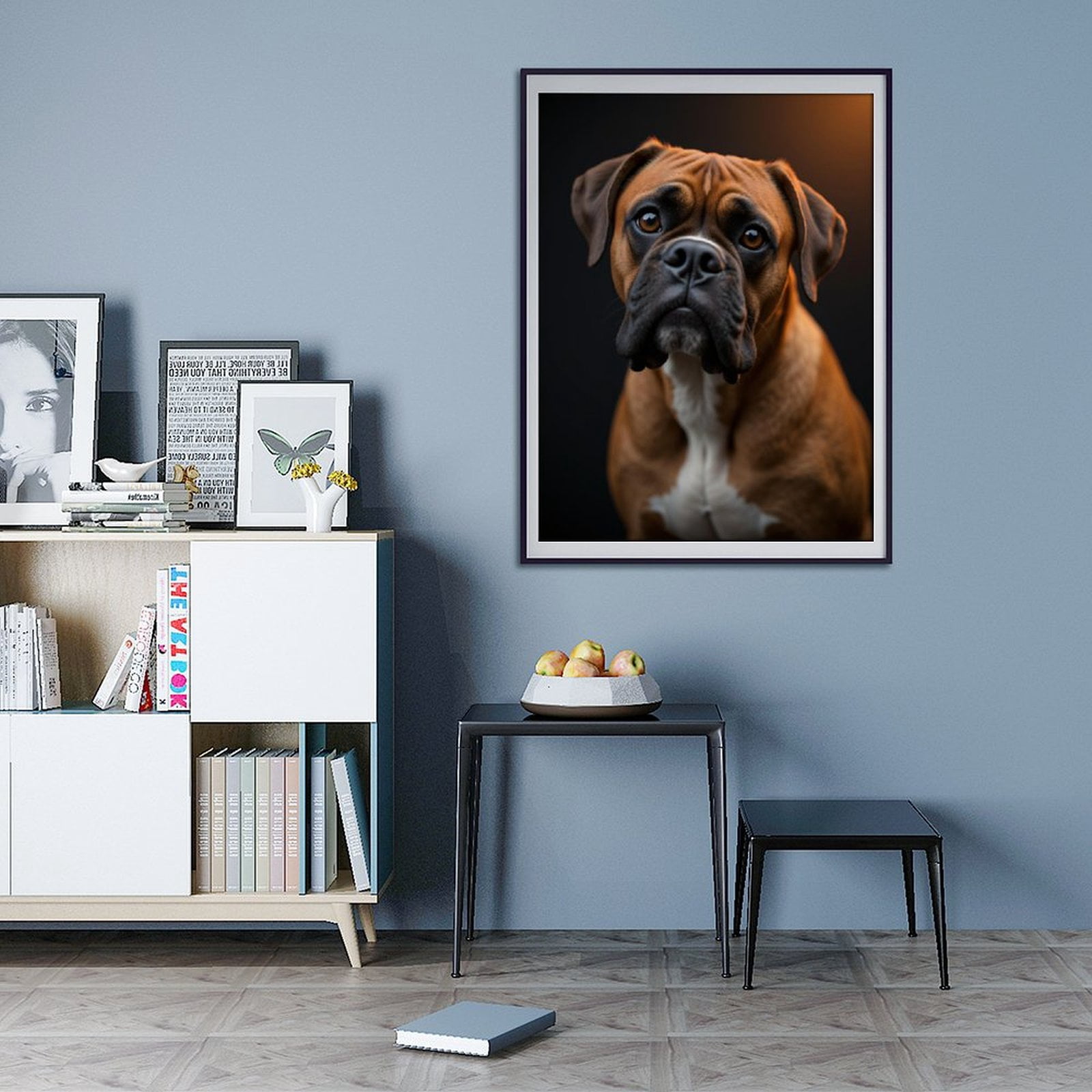Diamond Art Kits for Adults - 5d Boxer Dog Portrait Black Background Diamond Painting for Adults, Diamond Art for Adults Beginners, Diamond Painting Kits for Adults for Home Wall Decor