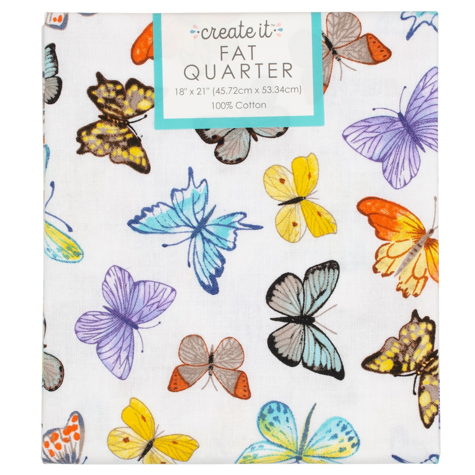 Create It 18"x21" Cotton Butterflies Precut Sewing & Craft Fabric, White 10 Pieces