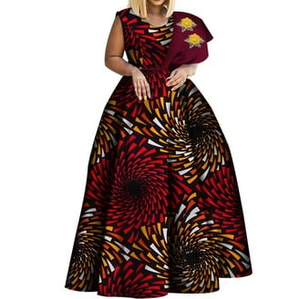 African Dresses For Plus Size Women 4XL One Sleeve Clothing WY8237 -  Walmart.com