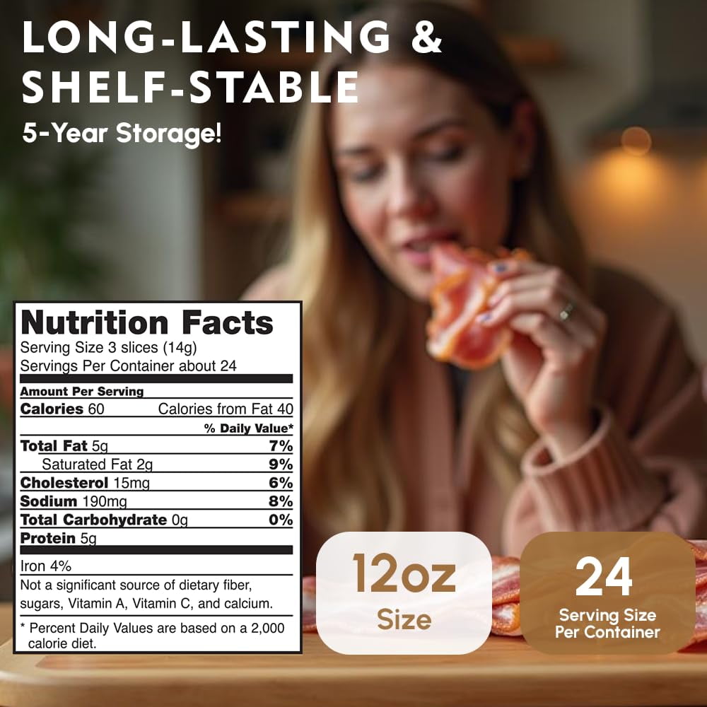 (12 Cans Pack) Werling Canned Bacon 12 Oz Smoke Flavor Added Fully Cooked Ready to Eat Bacon Shelf-Stable Canned Meat Long Term Storage Camping Survival and Emergency Preparedness Canned Food