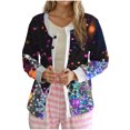 thumbnail image 2 of Puntoco Chaqueta Tipo Cárdigan Informal Con Botones Y Estampado Navideño Para Mujer, 2 of 5
