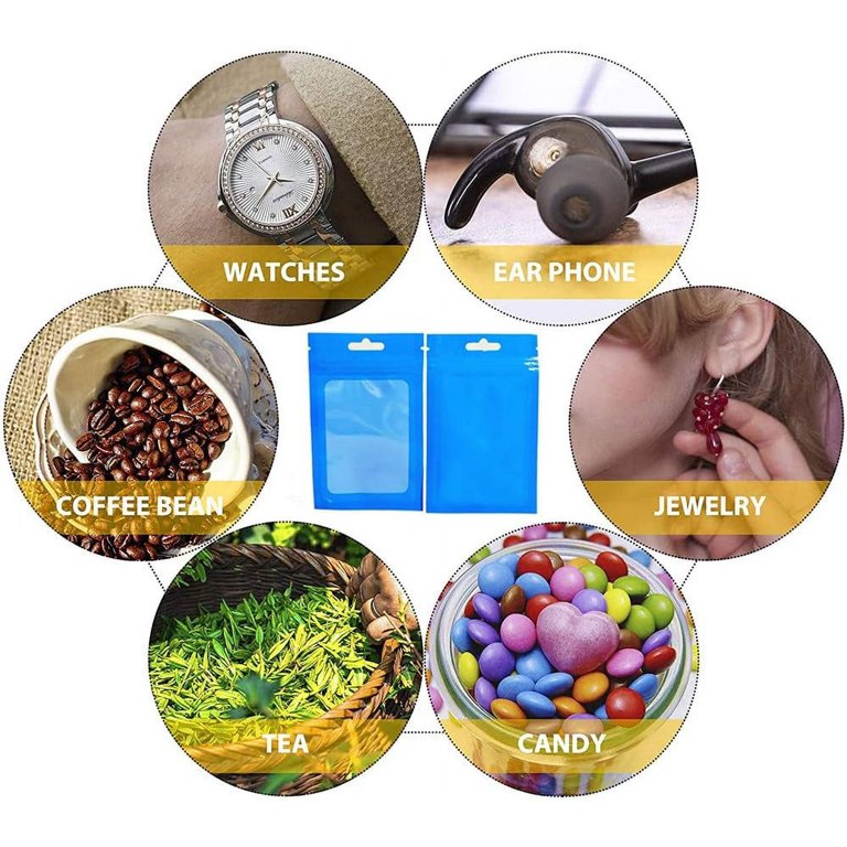 200 Pcs 4x6 Mylar Bags With Window - Resealable, Stand-Up, Smell Proof For Food, Jewelry, Candy
