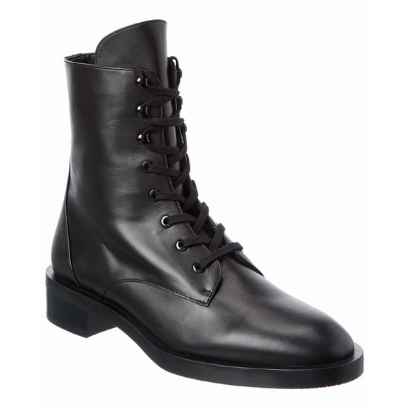 Stuart Weitzman Sondra Sleek Leather Bootie, 8, Black