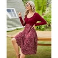 thumbnail image 3 of Yesfashion Women's Long Sleeve Vintage Floral Patchwork Dress Flared A-line Swing Casual Party Midi Dress, 3 of 5