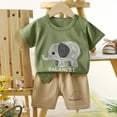 thumbnail image 2 of Pretxorve Kids Girls Boys Outfit Summer Jungle Print Short Sleeve Crewneck Top with Shorts 2 Piece Set Sizes 6M-6Y, 2 of 3
