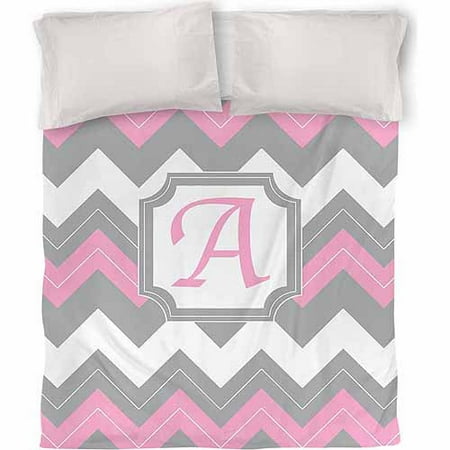 IDG Chevron Monogram Duvet Cover, Pink