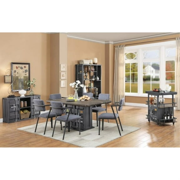 Ergode Dining Chair (Set-2) Gray Fabric & Gunmetal