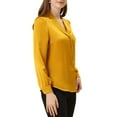 thumbnail image 4 of MODA NOVA Juniors Flat Collar Long Sleeves Button Down Office Satin Shirt, 4 of 5