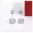 thumbnail image 3 of One carat 2 Carat - Round Brilliant Cut - Moissanite - Solitaire Stud Earring in 18K White Gold Plating over Silver, 3 of 4