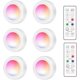 thumbnail image 1 of Juego de 6 luces LED para armario, focos de pared RGB de 16 colores, luces nocturnas inalámbricas con control táctil y control remoto, luces para armarios, escaleras, vitrinas y armarios., 1 of 5