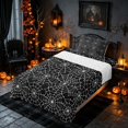 thumbnail image 3 of Homewish Halloween Spider Web Twin Sheets, Hippie Gothic Bedding, Black White, 3-Piece (1 Flat Sheet, 1 Fitted Sheet and 1 Pillowcase), 3 of 6
