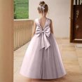thumbnail image 7 of Elegant V-Back Satin Dress for Girls, Formal Flower Girl Gown for Wedding Birthday Party, Toddler Communion Dress with Bow Sash, 7 of 7