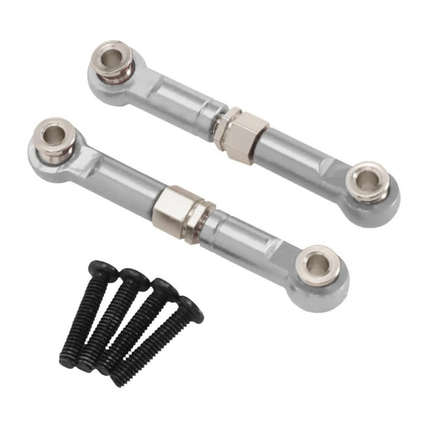 2 varillas de dirección RC 1:14 de aleación de aluminio ajustables, varillas de tracción de repuesto Plata