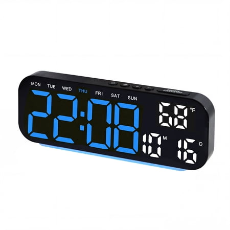 TIMESS Digital Alarm Clock Tabletop with Date Temp, LED Bedroom Clock, Dual Alarm, USB Powered