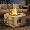 thumbnail image 3 of ReeQuo 36 Inch Outdoor Propane Fire Pit with Wind Guard, 50,000 BTU Round Natural Gas Fire Table Concrete, Beige, 3 of 12