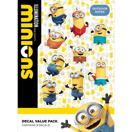 Despicable Me Minions Car Decals – Set of 9 Bob Stuart Kevin Vinyl Stickers for Truck Water Bottle Bike Helmet Laptop Skateboard – Outdoor Rated Water Resistant Vinyl Decals