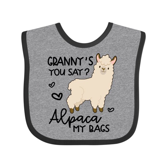 Inktastic Granny's You Say Alpaca My Bags Boys or Girls Baby Bib