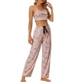 thumbnail image 4 of INSPIRE CHIC Women's 3 Pcs Pajamas Cami Shorts Long Pants Sleepwear Loungewear Pajama Sets L Camel, 4 of 5