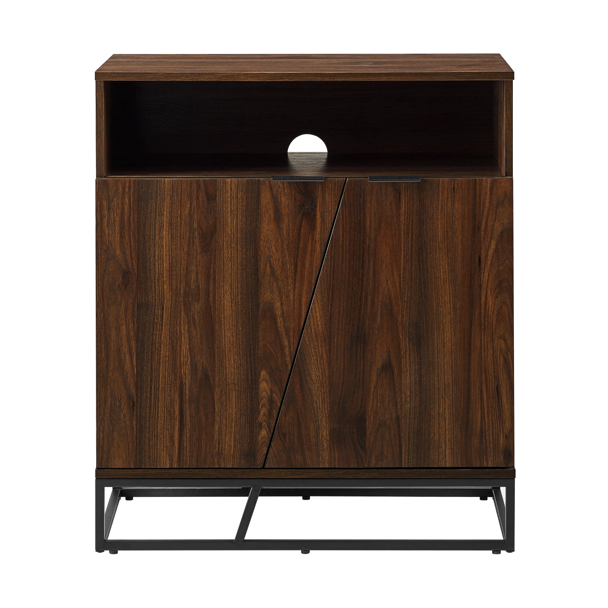 Manor Park Modern Angled Door Accent Cabinet, Dark Walnut