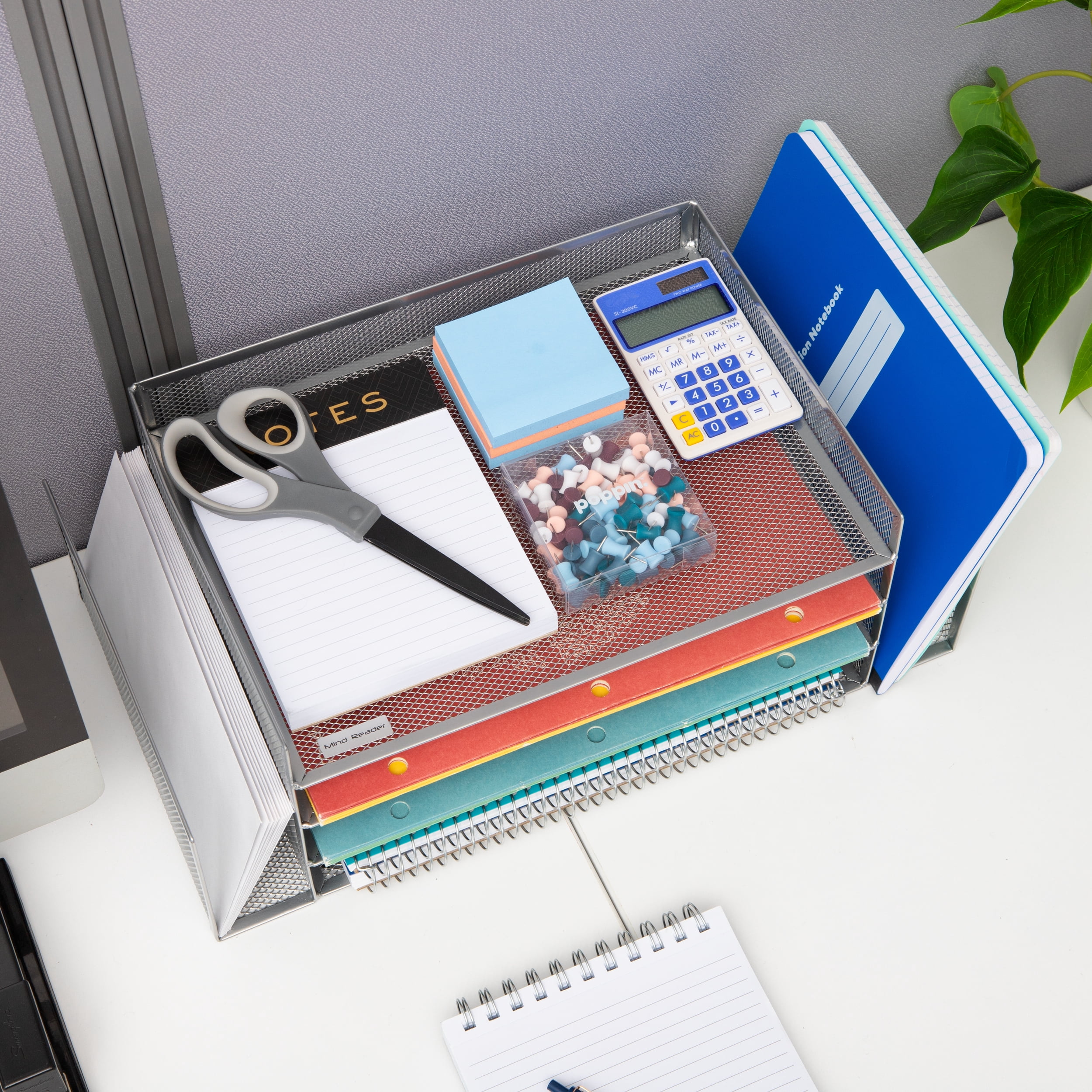 Mind Reader Desktop Organizer, File Storage, Paper Tray, Workspace, Office, Metal, Silver