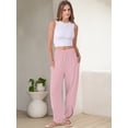 thumbnail image 5 of ANRABESS Wide Leg Capri Pants for Women Smocked High Waist Cropped Lounge Pants with Deep Pockets, Crisscross Hem Beach Vacation Trousers Size M, 5 of 9