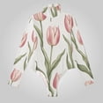 thumbnail image 2 of Tulip Flowers Floral Women's Bodysuit Jumpsuit Mock Turtle Neck Long Sleeve TopsOne Piece Leotards Shirt Yoga Outfits, 2 of 8