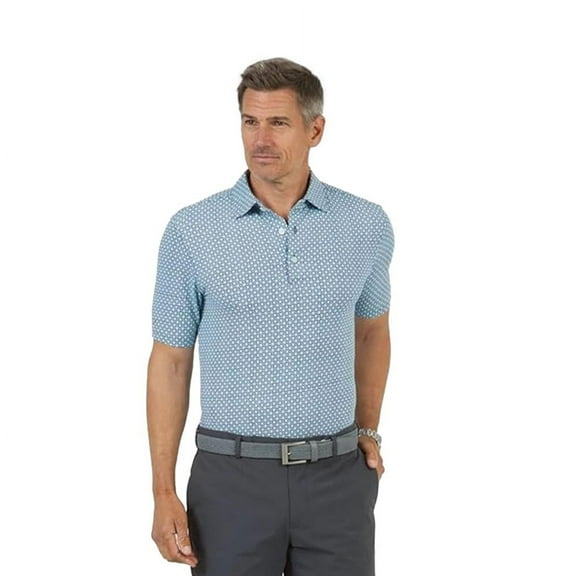 IBKUL Men’s Geo Print Short Sleeve Polo Ink Small