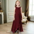 thumbnail image 3 of Chiffon Junior Bridesmaid Dress for Teens Asymmetrical Sleeveless Design Adjustable Waistband Flower Girl Dress for Girls Formal Dress-Cabernet-2Y, 3 of 9