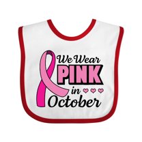 Inktastic Breast Cancer Awareness We Wear Pink in October Girls Baby Bib