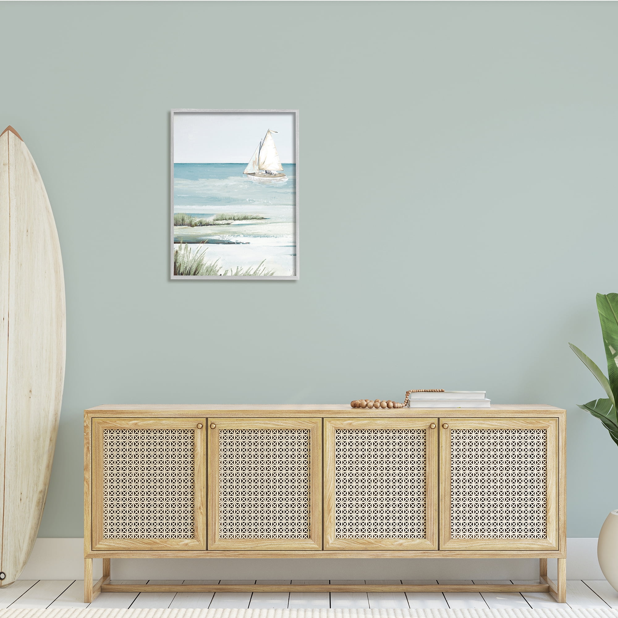 Stupell Indtries Sailing the Bay Soft Traditional Grassy Nautical Landscape,24 x 30,Design by Patricia Pinto