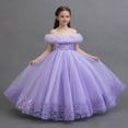 thumbnail image 4 of hengsof Girls' Flower Girl Dresses Princess Dresses Sweet Lace Wedding Party Tutu Dresses Fashionable Off The Shoulder Tulle Dresses Ages 3-14, 4 of 6