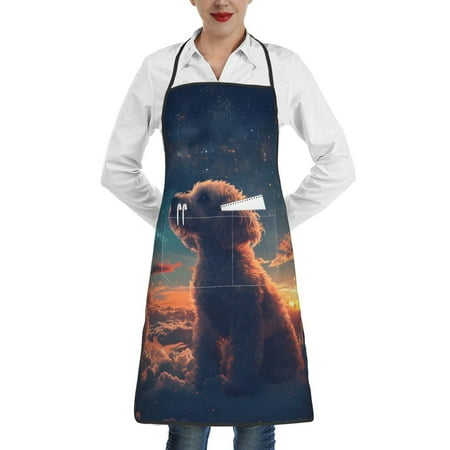 

Gaeub Starry Sky Cloud Puppy Kitchen Cooking Aprons Adjustable Bib Apron Waterdrop and Oil Resistant Kitchen Chef Apron for Women Men