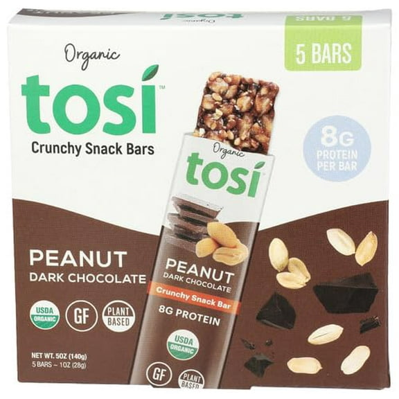 (Pack of 6) Tosi Health Peanut Dark Chocolate Bar 5-Pack 5 Oz