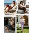 thumbnail image 4 of TEMOFON Capri Pants for Women Summer Linen Pants with Pockets Casual Wide Leg Waisted Drawstring Flowy Beach Pants L, 4 of 10
