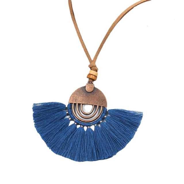 Minnieouse Collar de tela para mujer con borla Collares colgantes portátiles Joyería Ropa Adorno Accesorio Boda Trabajo diario Ropa, zapatos y accesorios Miscelánea Azul Minnieouse AP014599-04