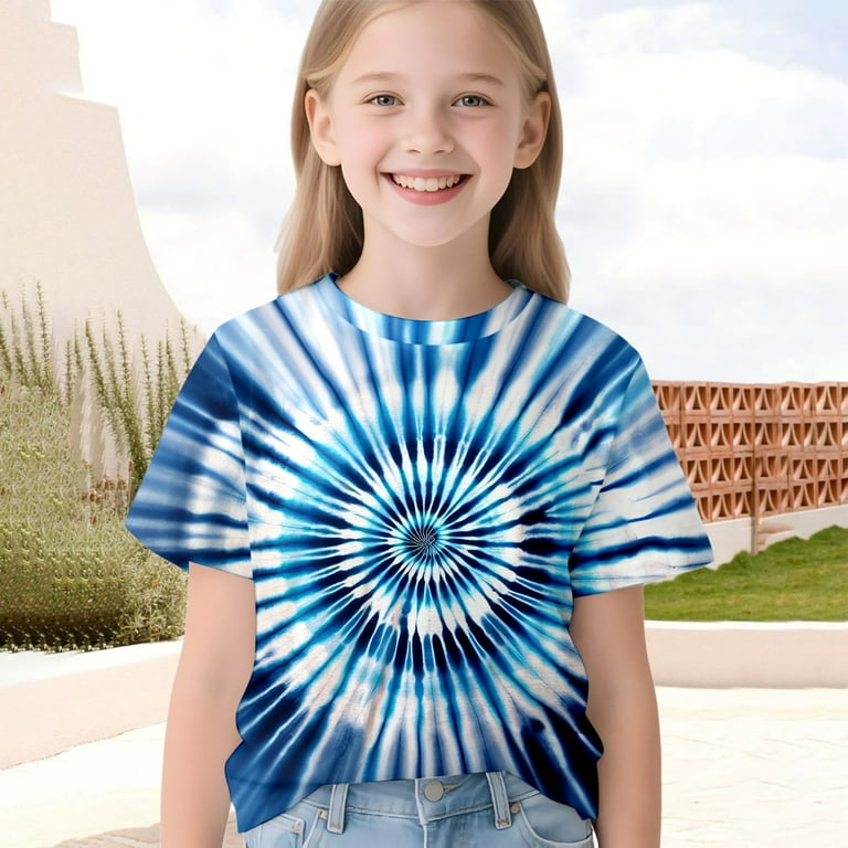 Kiijoy Toddler Boys Tie Dye T-Shirt Short Sleeved Round Neck T