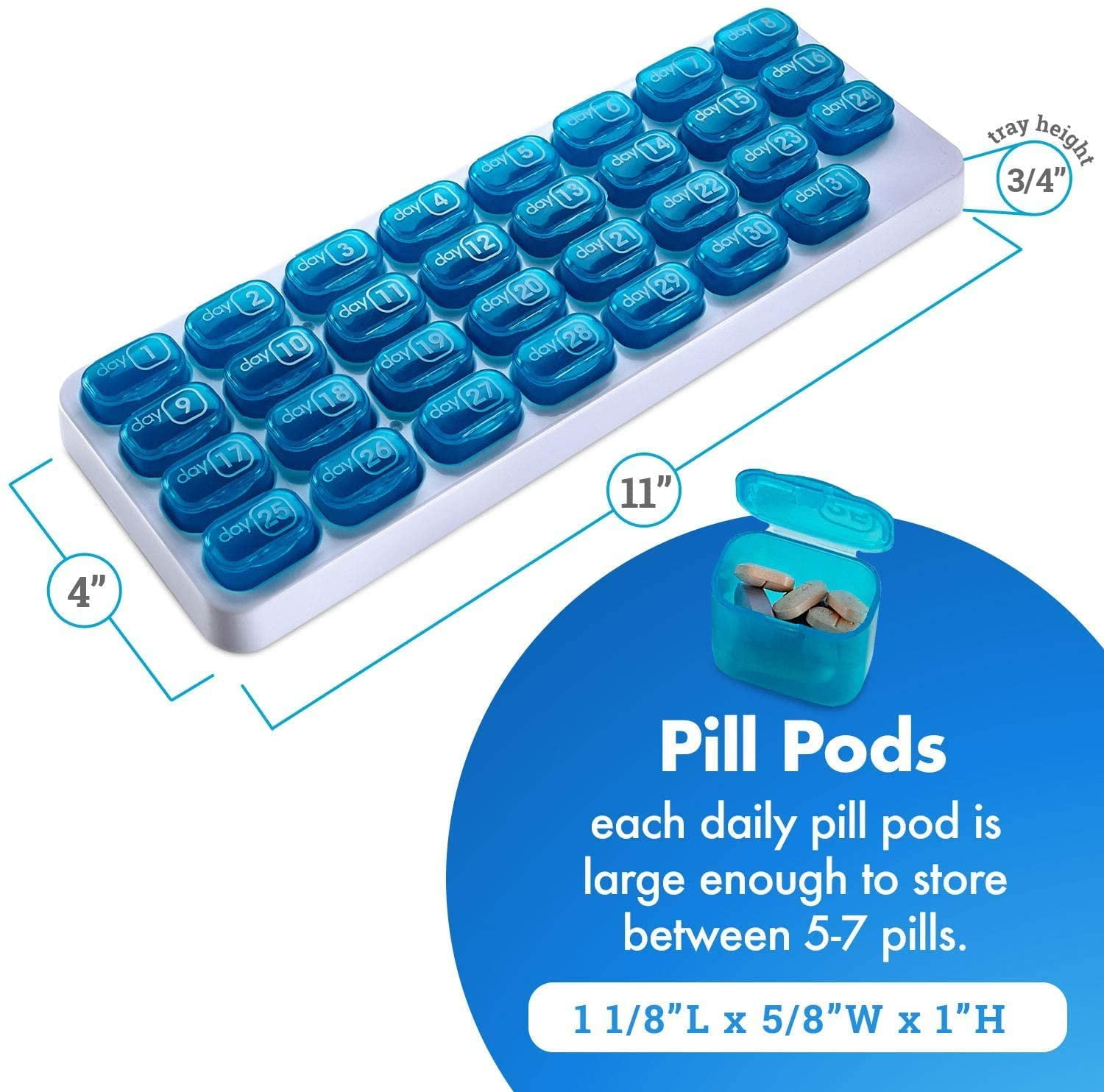 Donepart Pill Organizer 31 Day, Weekly Pill Case ,Pill Box, Pill