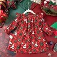 thumbnail image 5 of Girls Ruffle Long Sleeve Dress All Over Christmas Tree Printed Lightweight Cute Loose Casual Dresses, 5 of 6