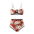 thumbnail image 1 of Penkiiy Women's Bikini Sets Two Piece Retro Swimsuit High Waisted Bikini Tummy Control Ruched Halter Bathing Suits S Red, 1 of 9