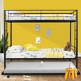 thumbnail image 3 of SYNGAR Twin over Twin Bunk Bed with Trundle, Loft Bunk Bed with Pull-out Trundle and Safe Full-length Guardrail, Metal Triple Bunk Bed can Convertible to 3 Single Platform Bed, 21 Slats Support, Black, 3 of 7