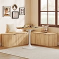 thumbnail image 3 of WIRRYTOR 59" Fluted L-Shaped Corner Storage Bench with Rounded Corners, Mid-Century Modern Breakfast Nook Bench, Extra Large Storage Chest, Natural, 3 of 13