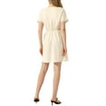thumbnail image 3 of INSPIRE CHIC Crochet Trim Dress for Women's V Neck Short Sleeve Casual Summer Dresses M Beige, 3 of 6