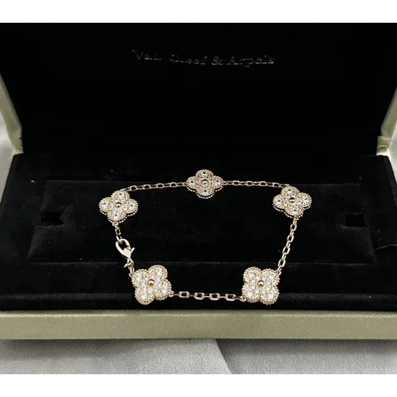 2 Ct Round Cut Moissanite Women's Flower Bracelet 14K White Gold Plated