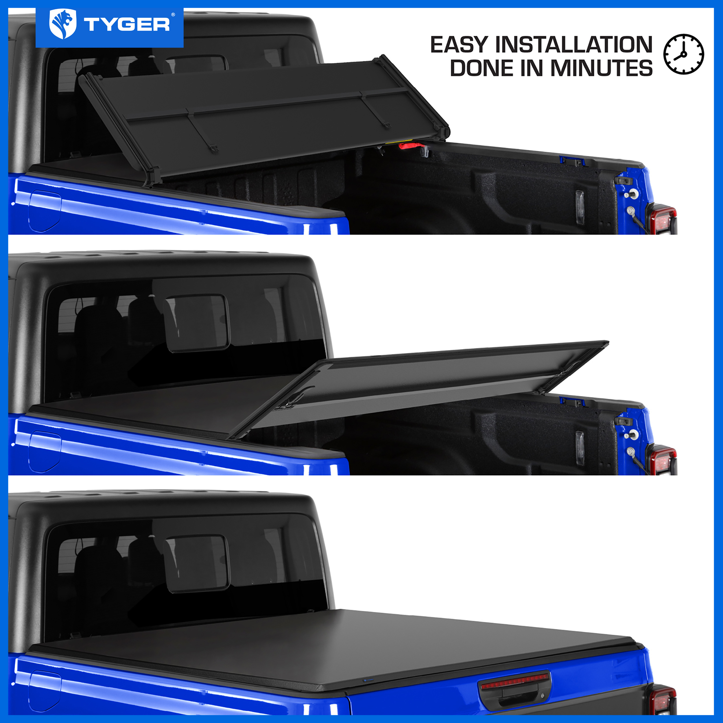Tyger Auto T3 Soft Tri-fold Truck Bed Tonneau Cover Compatible with 2020-2025 Jeep Gladiator JT | 5' (60") Bed | TG-BC3J1060