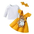 thumbnail image 2 of Infant Baby Girl Bear Style Clothes Short Sleeve T-Shirt Tops Strap Short Skirt Summer Outfits Yellow 0-3 Months, 2 of 6