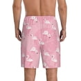 thumbnail image 2 of Balery Pink Flamingos and Flowers Men's Cotton Knit Pajama Shorts Waistband & Pockets,Short Pajama Pants-XX-Large, 2 of 8