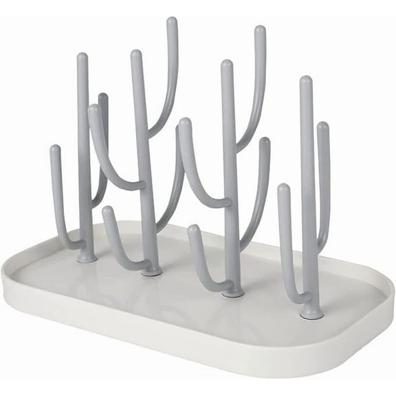 ​OFEFE Baby Bottle Drying Rack - Tree-Shaped Countertop Organizer for Pacifiers, Pump Parts & Cups, Removable Branches, ABS PP Plastic, Space-Saving Design, Perfect Baby Shower Gift (Grey)